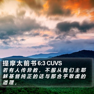 提 摩 太 前 书 6:3 CUVS Bible Verse Image