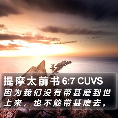 提 摩 太 前 书 6:7 CUVS Bible Verse Image