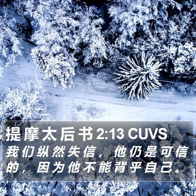 提 摩 太 后 书 2:13 CUVS Bible Verse Image