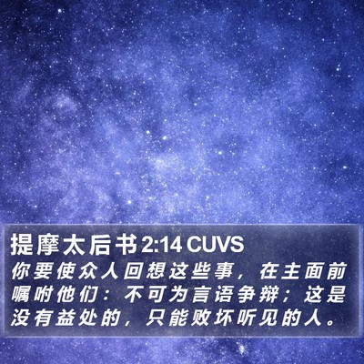 提 摩 太 后 书 2:14 CUVS Bible Verse Image
