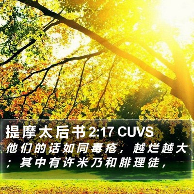 提 摩 太 后 书 2:17 CUVS Bible Verse Image