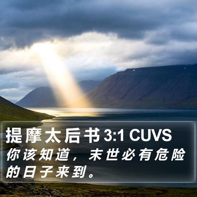 提 摩 太 后 书 3:1 CUVS Bible Verse Image