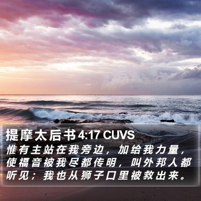 提 摩 太 后 书 4:17 CUVS Bible Verse Image
