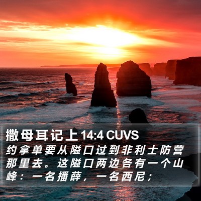 撒 母 耳 记 上 14:4 CUVS Bible Verse Image