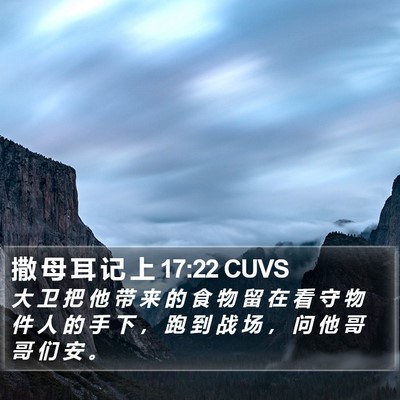 撒 母 耳 记 上 17:22 CUVS Bible Verse Image