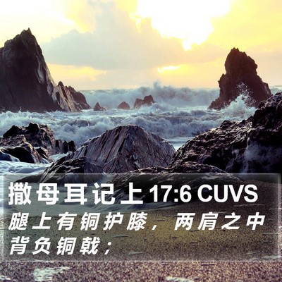 撒 母 耳 记 上 17:6 CUVS Bible Verse Image