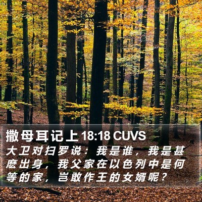 撒 母 耳 记 上 18:18 CUVS Bible Verse Image