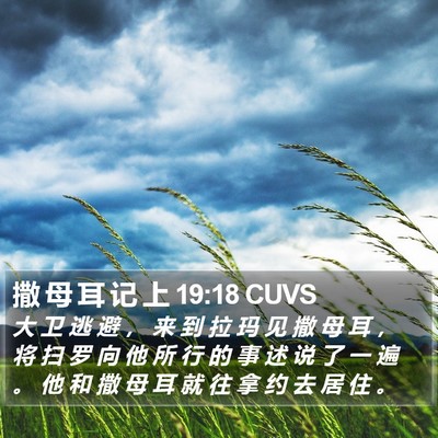 撒 母 耳 记 上 19:18 CUVS Bible Verse Image