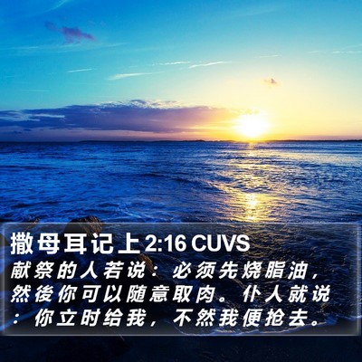 撒 母 耳 记 上 2:16 CUVS Bible Verse Image