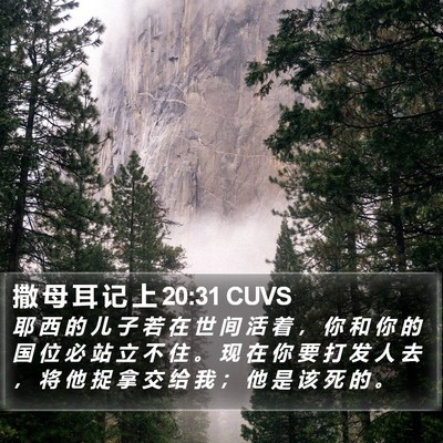 撒 母 耳 记 上 20:31 CUVS Bible Verse Image