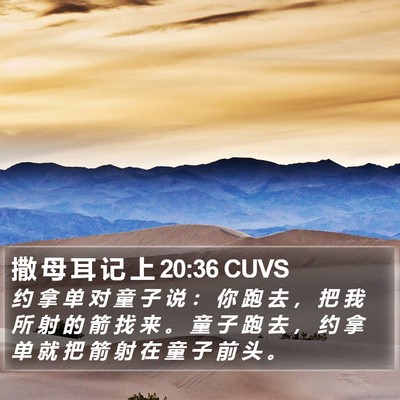 撒 母 耳 记 上 20:36 CUVS Bible Verse Image