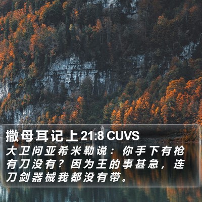 撒 母 耳 记 上 21:8 CUVS Bible Verse Image