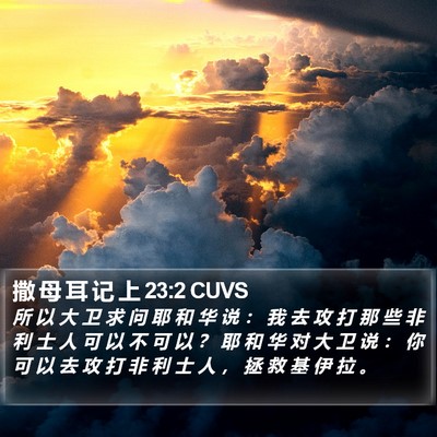 撒 母 耳 记 上 23:2 CUVS Bible Verse Image
