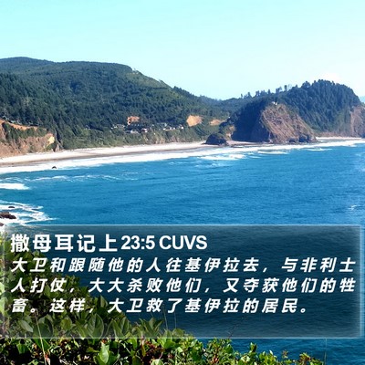 撒 母 耳 记 上 23:5 CUVS Bible Verse Image