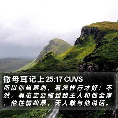 撒 母 耳 记 上 25:17 CUVS Bible Verse Image