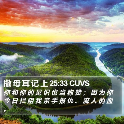 撒 母 耳 记 上 25:33 CUVS Bible Verse Image