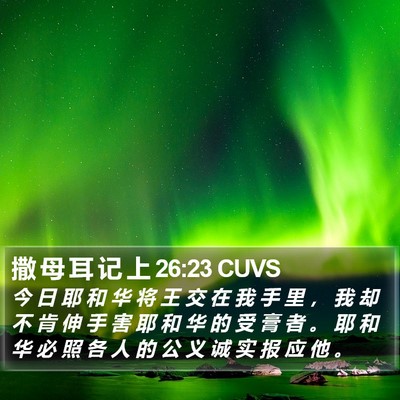 撒 母 耳 记 上 26:23 CUVS Bible Verse Image