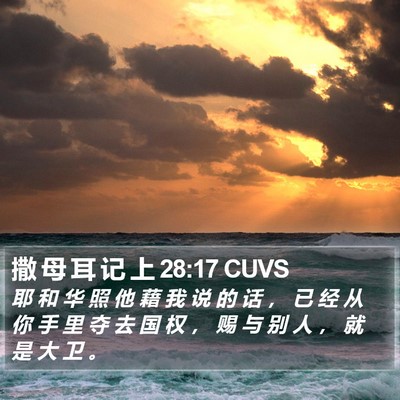撒 母 耳 记 上 28:17 CUVS Bible Verse Image