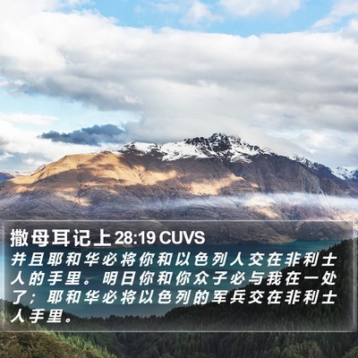 撒 母 耳 记 上 28:19 CUVS Bible Verse Image