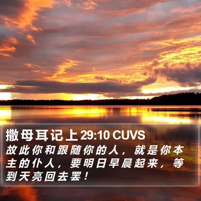 撒 母 耳 记 上 29:10 CUVS Bible Verse Image