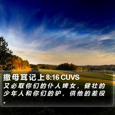 撒 母 耳 记 上 8:16 CUVS Bible Verse Image