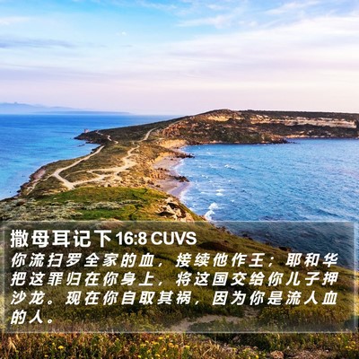 撒 母 耳 记 下 16:8 CUVS Bible Verse Image