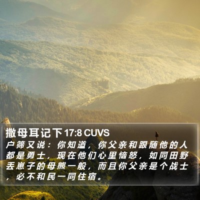 撒 母 耳 记 下 17:8 CUVS Bible Verse Image
