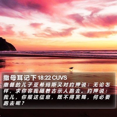 撒 母 耳 记 下 18:22 CUVS Bible Verse Image