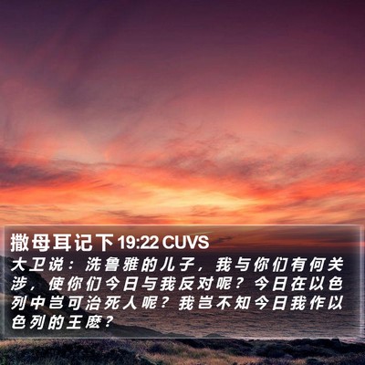 撒 母 耳 记 下 19:22 CUVS Bible Verse Image