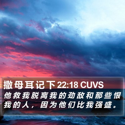 撒 母 耳 记 下 22:18 CUVS Bible Verse Image