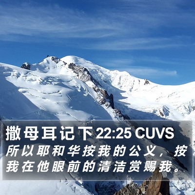 撒 母 耳 记 下 22:25 CUVS Bible Verse Image