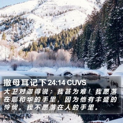 撒 母 耳 记 下 24:14 CUVS Bible Verse Image