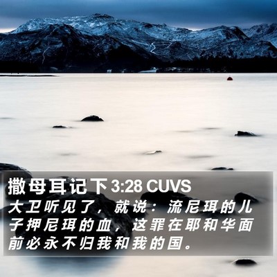 撒 母 耳 记 下 3:28 CUVS Bible Verse Image