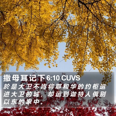撒 母 耳 记 下 6:10 CUVS Bible Verse Image