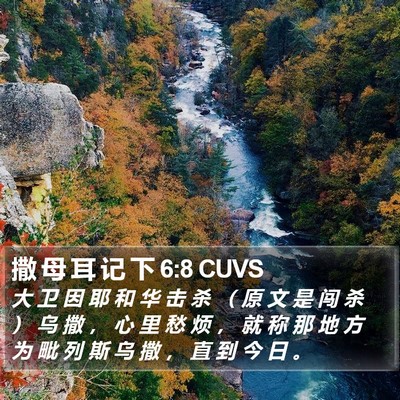 撒 母 耳 记 下 6:8 CUVS Bible Verse Image