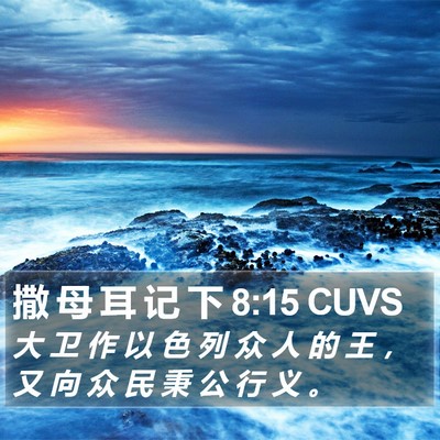 撒 母 耳 记 下 8:15 CUVS Bible Verse Image