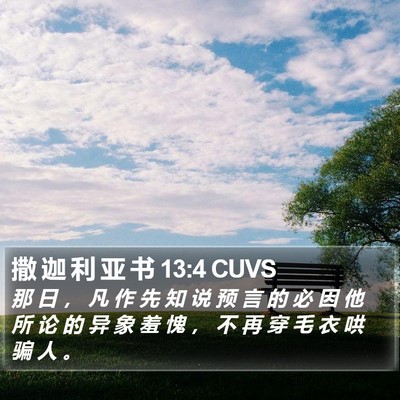 撒 迦 利 亚 书 13:4 CUVS Bible Verse Image
