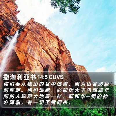 撒 迦 利 亚 书 14:5 CUVS Bible Verse Image