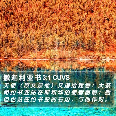 撒 迦 利 亚 书 3:1 CUVS Bible Verse Image