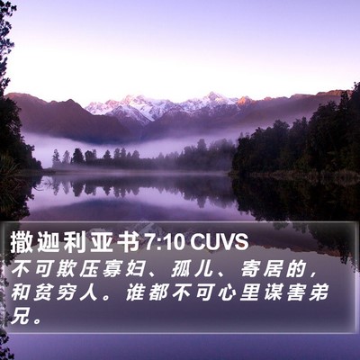 撒 迦 利 亚 书 7:10 CUVS Bible Verse Image