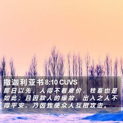 撒 迦 利 亚 书 8:10 CUVS Bible Verse Image