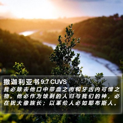撒 迦 利 亚 书 9:7 CUVS Bible Verse Image