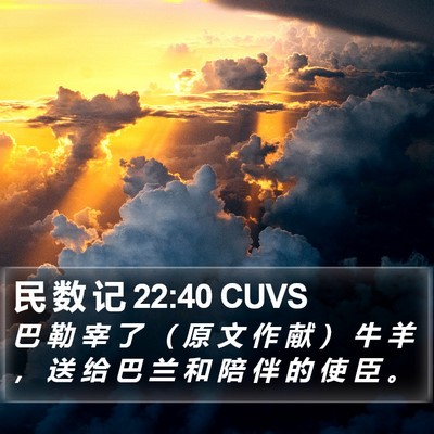 民 数 记 22:40 CUVS Bible Verse Image