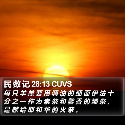 民 数 记 28:13 CUVS Bible Verse Image