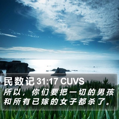 民 数 记 31:17 CUVS Bible Verse Image