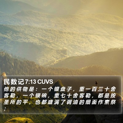民 数 记 7:13 CUVS Bible Verse Image