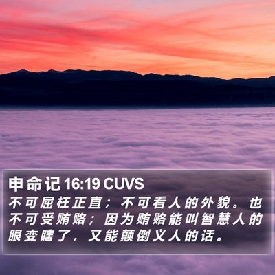 申 命 记 16:19 CUVS Bible Verse Image