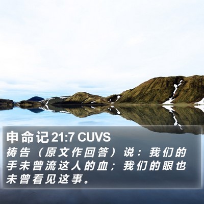 申 命 记 21:7 CUVS Bible Verse Image