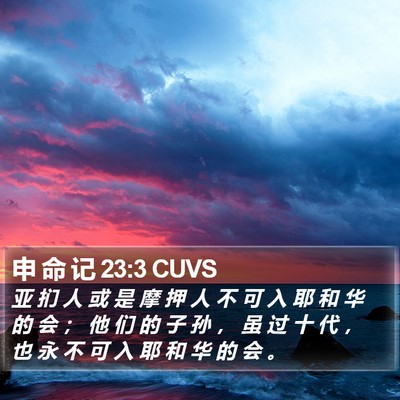 申 命 记 23:3 CUVS Bible Verse Image