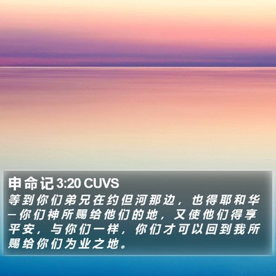 申 命 记 3:20 CUVS Bible Verse Image